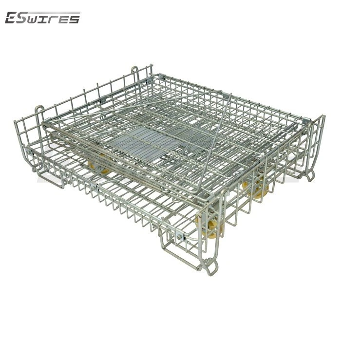 collapsible wire container with casters fold